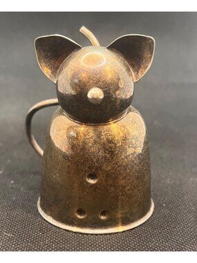 Vintage 1964 Napier Fat Cat Jigger #234 Silverplate 1 Oz Figural Barware Bertoll